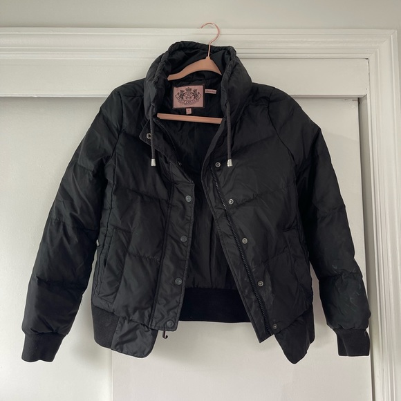 Vintage Black Juicy Couture Puffer Coat - Picture 1 of 8